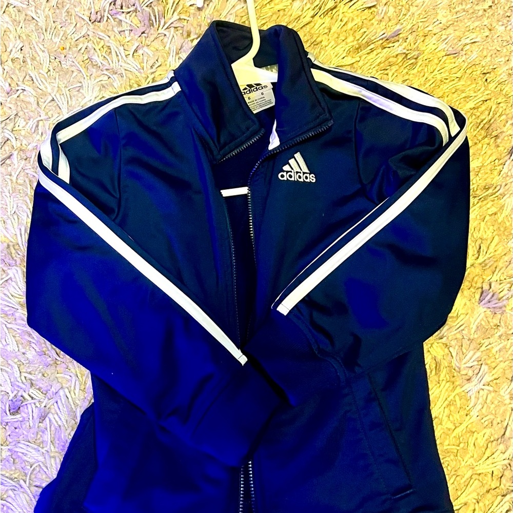 Adidas boys front zip lightweight track jacket.